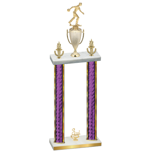 Double Purple Glacier Third Place Bowling Trophy