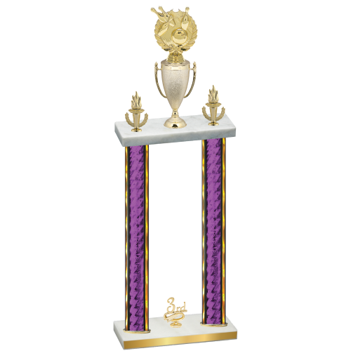 Double Purple Glacier Third Place Bowling Trophy