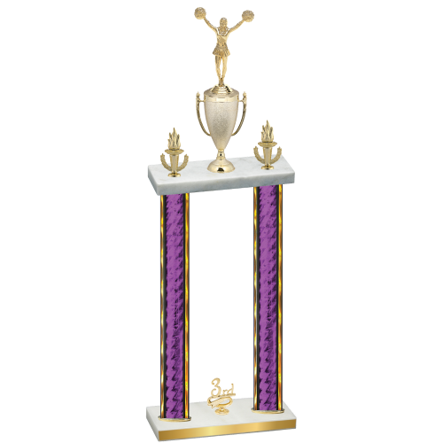 Double Purple Glacier Third Place Cheerleading Trophy