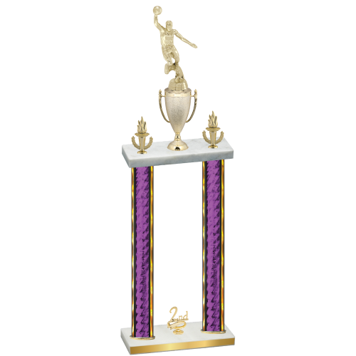 Double Purple Glacier Second Place Basketball Trophy