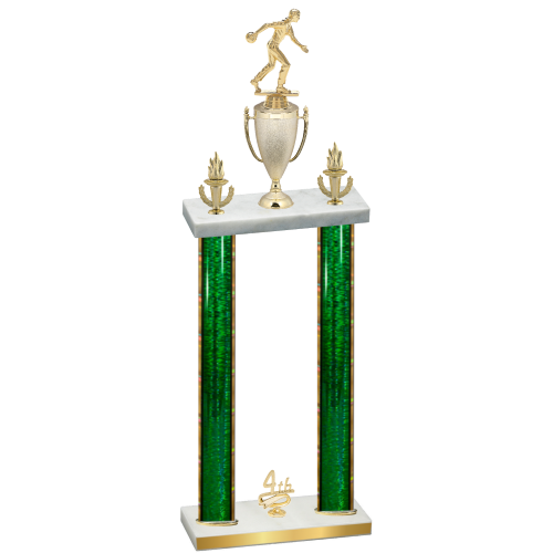 Double Green Glacier Fourth Place Bowling Trophy