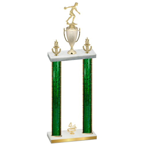 Double Green Glacier Fourth Place Bowling Trophy