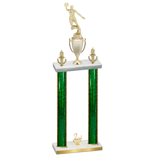 Double Green Glacier Second Place Basketball Trophy