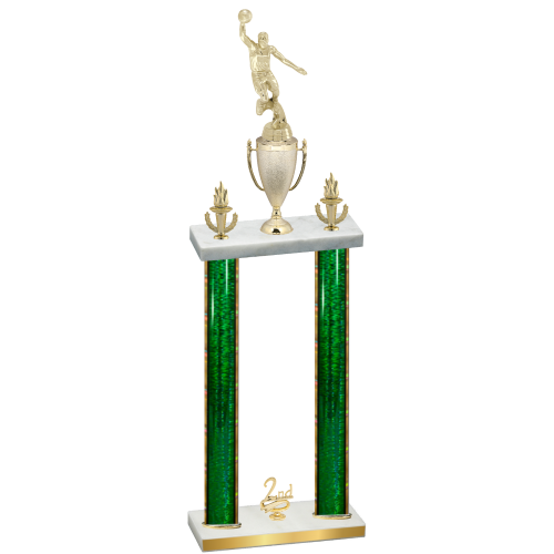 Double Green Glacier Second Place Basketball Trophy