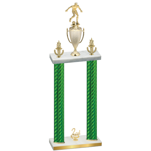 Double Green Carbon Fiber Second Place Soccer Trophy