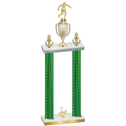 Double Green Carbon Fiber Second Place Soccer Trophy
