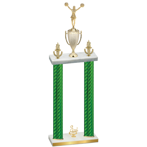 Double Green Carbon Fiber Third Place Cheerleading Trophy