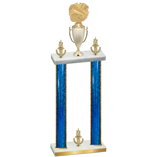 Double Blue Glacier Victory Cheerleading Trophy