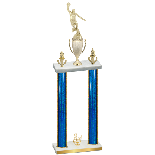 Double Blue Glacier Third Place Basketball Trophy