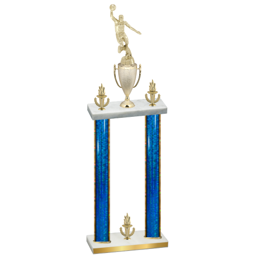 Double Blue Glacier Victory Basketball Trophy