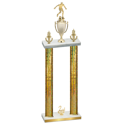 Double Gold Glacier Second Place Soccer Trophy