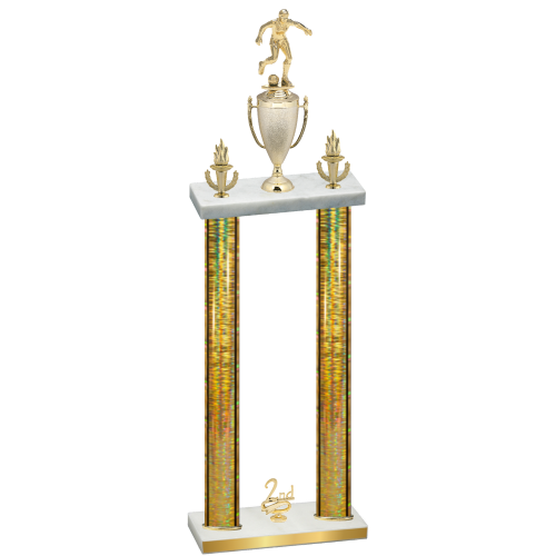 Double Gold Glacier Second Place Soccer Trophy