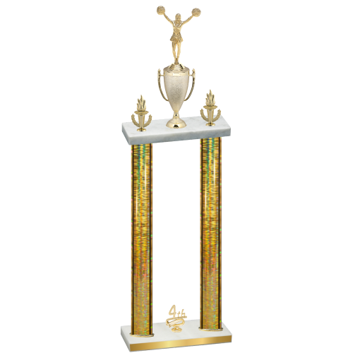 Double Gold Glacier Fourth Place Cheerleading Trophy