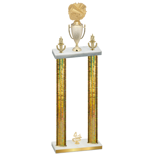Double Gold Glacier Fourth Place Cheerleading Trophy