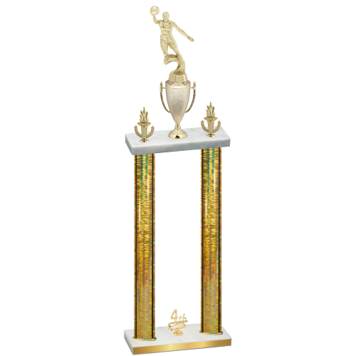 Double Gold Glacier Fourth Place Basketball Trophy