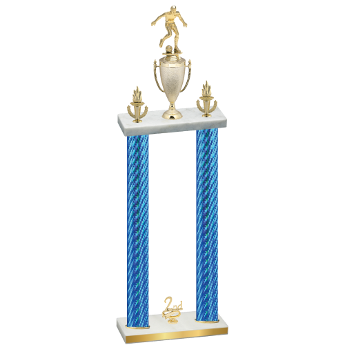 Double Blue Carbon Fiber Second Place Soccer Trophy