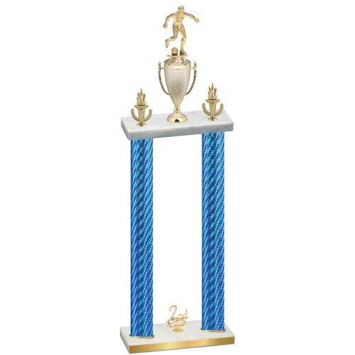 Double Blue Carbon Fiber Second Place Soccer Trophy
