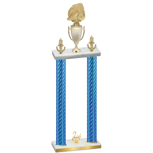 Double Blue Carbon Fiber Second Place Soccer Trophy
