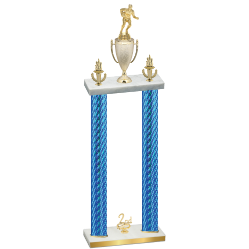 Double Blue Carbon Fiber Second Place Rugby Trophy