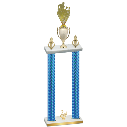 Double Blue Carbon Fiber Second Place Rugby Trophy