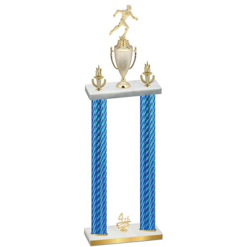 Double Blue Carbon Fiber Fourth Place Running Trophy