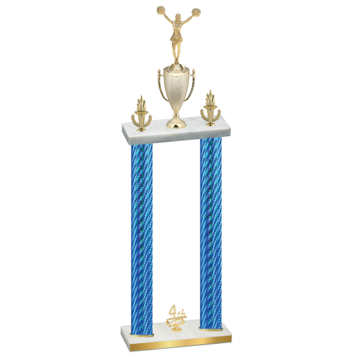 Double Blue Carbon Fiber Fourth Place Cheerleading Trophy