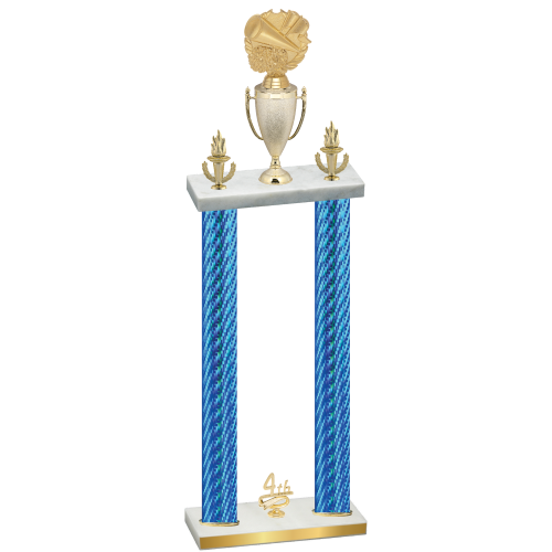 Double Blue Carbon Fiber Fourth Place Cheerleading Trophy