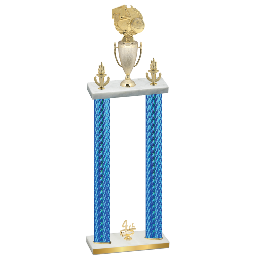 Double Blue Carbon Fiber Fourth Place Basketball Trophy