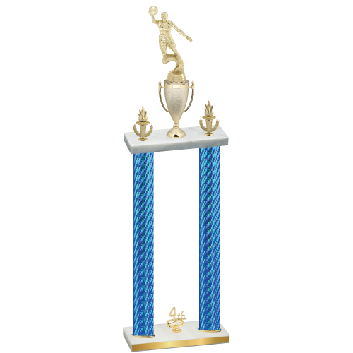 Double Blue Carbon Fiber Fourth Place Basketball Trophy