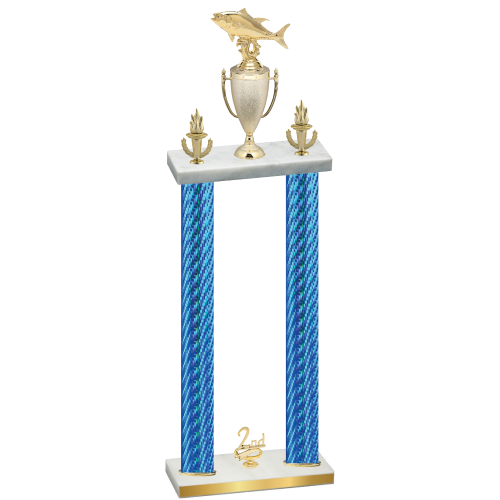Double Blue Carbon Fiber Second Place Fishing Trophy