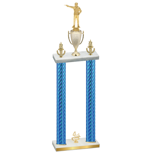 Double Blue Carbon Fiber Fourth Place Shooter Trophy