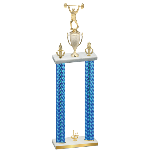 Double Blue Carbon Fiber First Place Weights Trophy