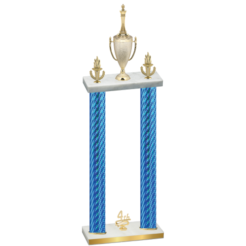 Double Blue Carbon Fiber Fourth Place Chess Trophy