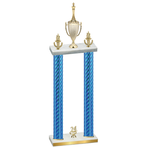 Double Blue Carbon Fiber Year Chess Trophy