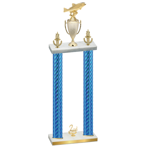 Double Blue Carbon Fiber Second Place Fishing Trophy
