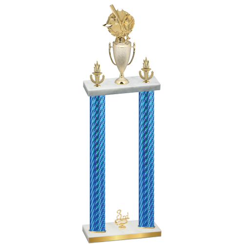 Double Blue Carbon Fiber Third Place Baseball Trophy