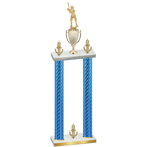 Double Blue Carbon Fiber Victory Baseball Trophy