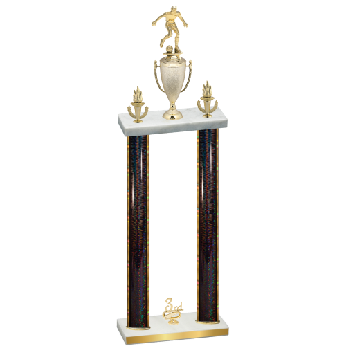 Double Black Glacier Third Place Soccer Trophy