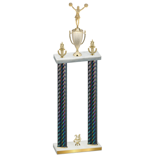 Double Black Carbon Fiber Year Cheerleading Trophy