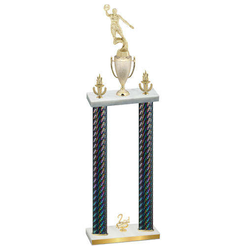 Double Black Carbon Fiber Second Place Basketball Trophy