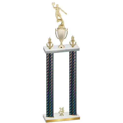 Double Black Carbon Fiber Year Basketball Trophy