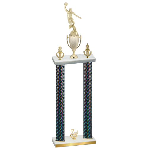 Double Black Carbon Fiber Second Place Basketball Trophy