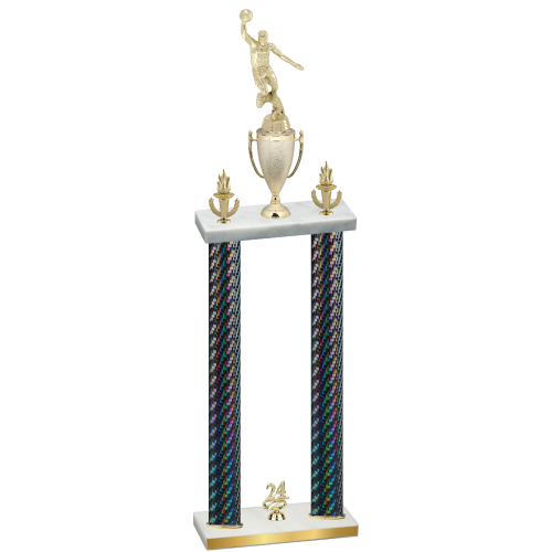 Double Black Carbon Fiber Year Basketball Trophy