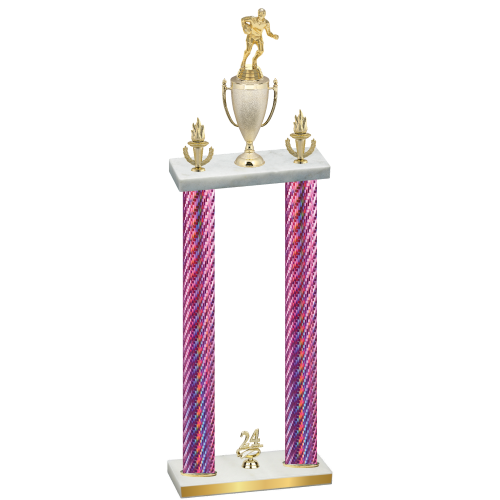 Double Pink Carbon Fiber Year Rugby Trophy