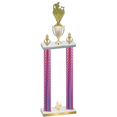 Double Pink Carbon Fiber Fourth Place Rugby Trophy