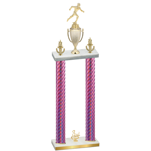 Double Pink Carbon Fiber Third Place Running Trophy