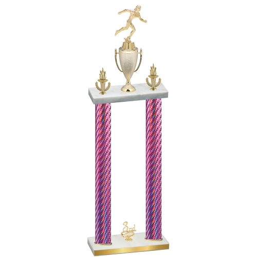 Double Pink Carbon Fiber Third Place Running Trophy