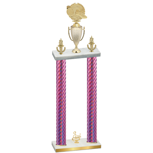 Double Pink Carbon Fiber Third Place Running Trophy