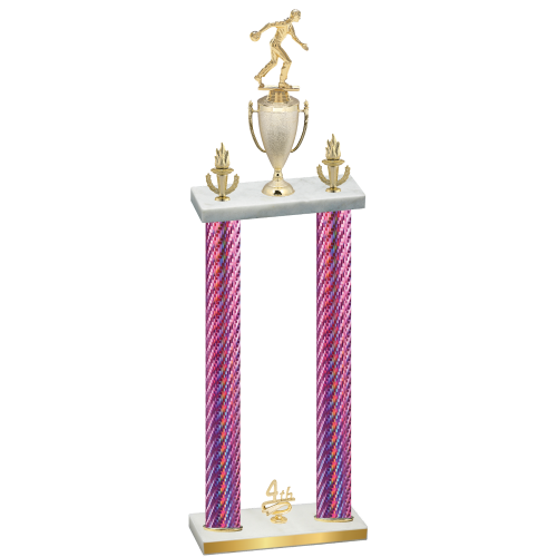Double Pink Carbon Fiber Fourth Place Bowling Trophy