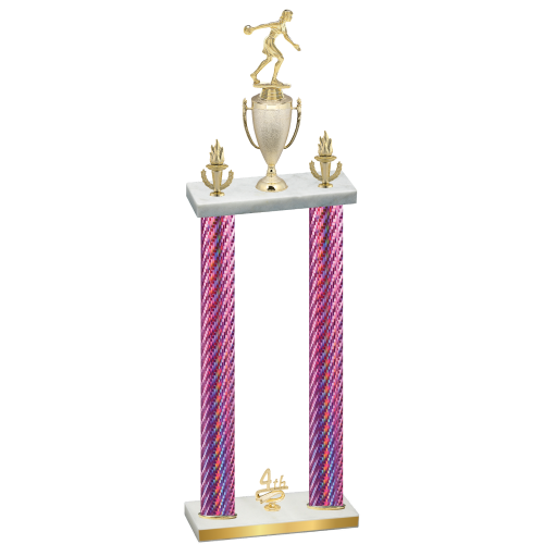Double Pink Carbon Fiber Fourth Place Bowling Trophy